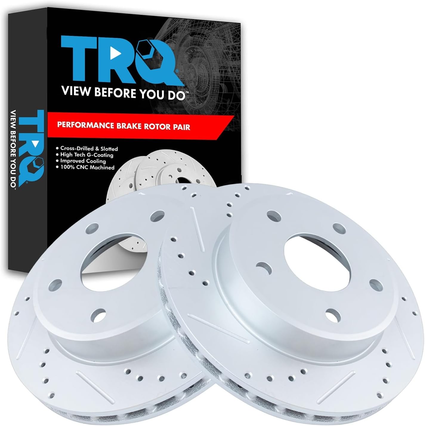 TRQ Front Performance Brake Rotors Set for Dodge Dakota & Raider