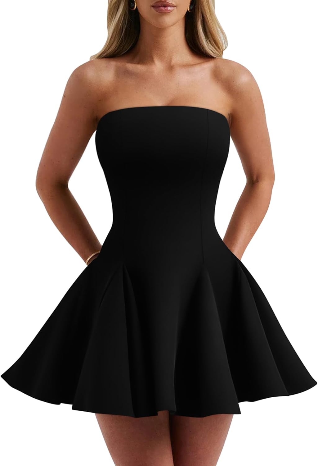 DAAWENXI Women's Sexy Summer Strapless Mini Dress for Parties