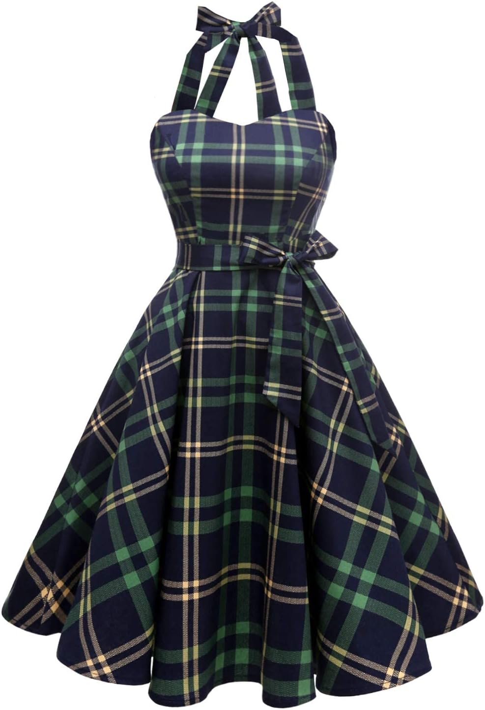 Vintage Polka Audrey Dress 1950s Halter Retro Cocktail Dress