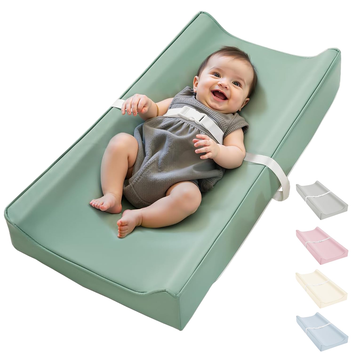 Vegan Leather Waterproof Baby Changing Pad - Extra Thick & Portable