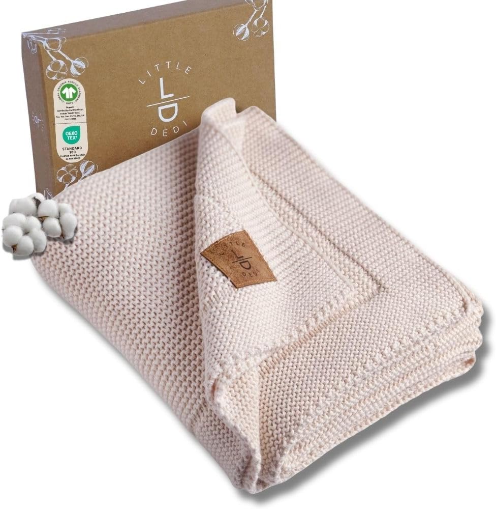 100% Organic Cotton Baby Knitted Blanket - Soft and Stylish