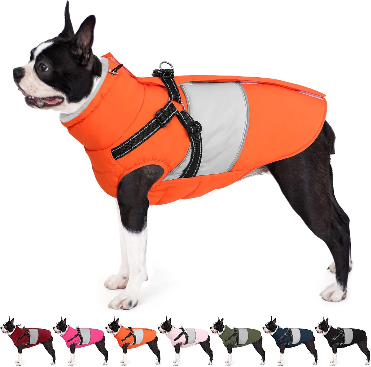 AOFITEE Waterproof Dog Coat with Built-in Harness for Winter