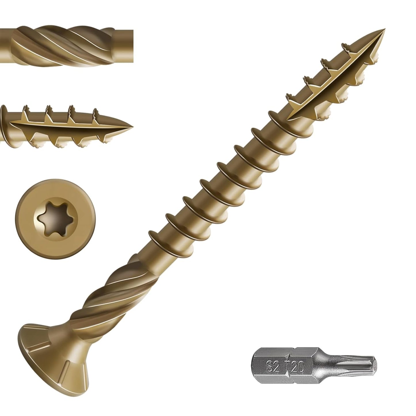 #8 2in Deck Screws - Rust Resistant Epoxy Coated Bronze Screws
