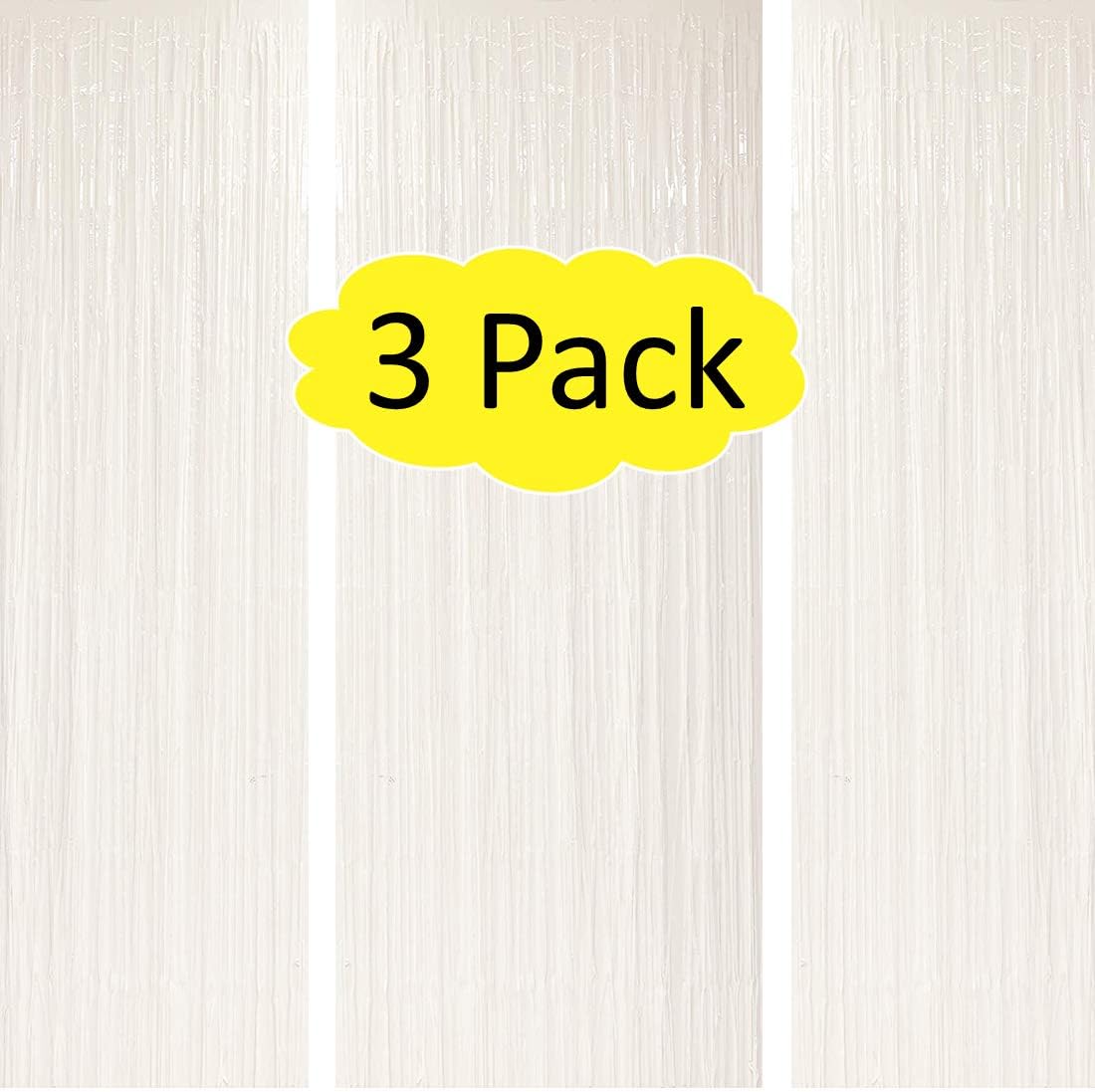 Vanujoy White Foil Fringe Curtains - Party-perfect!