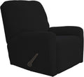 Recliner Stretch Sofa Slipcover 4-Piece Large Black - Soft Spandex