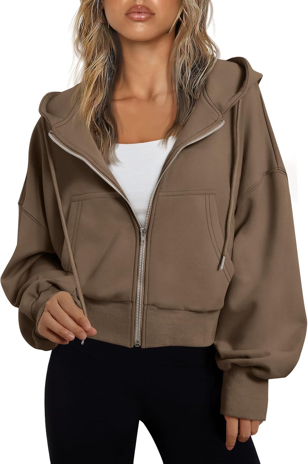 Trendy Queen Full Zip Up Cropped Hoodies for Women 2025