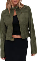 Onedreamer Women's Faux Leather Cropped Jacket for Fall Fashion