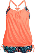 Plus Size Tankini Swimsuit Two Piece - Tummy Control Floral Fit