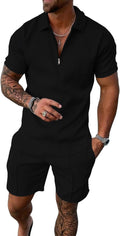 Mens Summer Track Suits 2 Piece Shorts Sets - Comfortable Casual 1/4