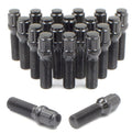 12x1.5 Black Lug Bolts Set of 20 - 40mm Shank Locking Spline