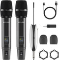 Wireless Microphones UHF Dual Handheld Cordless Mic System - Long