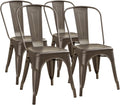 Gunmetal Stackable Metal Dining Chairs Set of 4 - Classic Trattoria