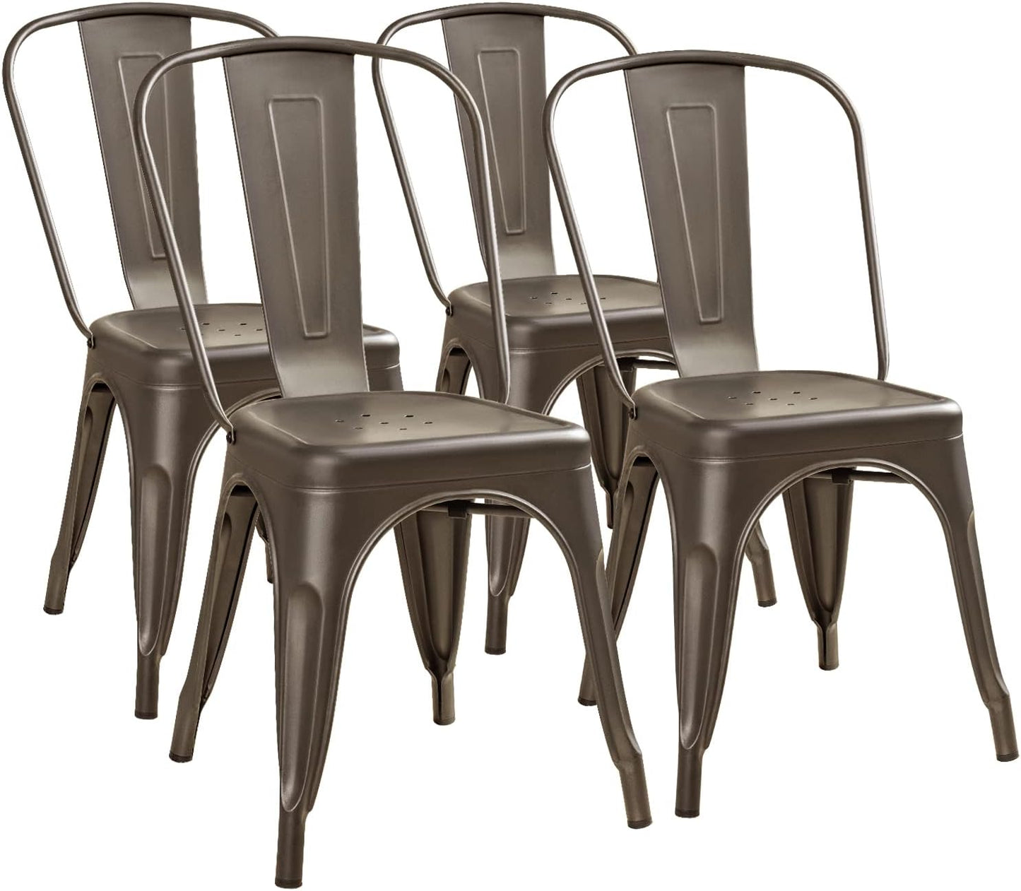 Furmax Metal Dining Chair Set of 4 for Indoor Outdoor Use