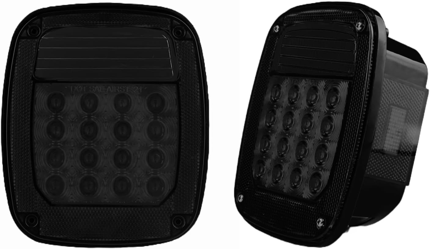 Smoked Square Rear Combination Tail Lights for Wrangler TJ YJ CJ5