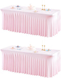 Elegant Baby Pink Spandex Table Covers for 8 Foot Tables
