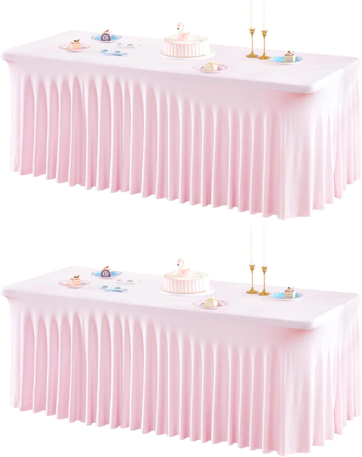 Elegant Baby Pink Spandex Table Covers for 8 Foot Tables