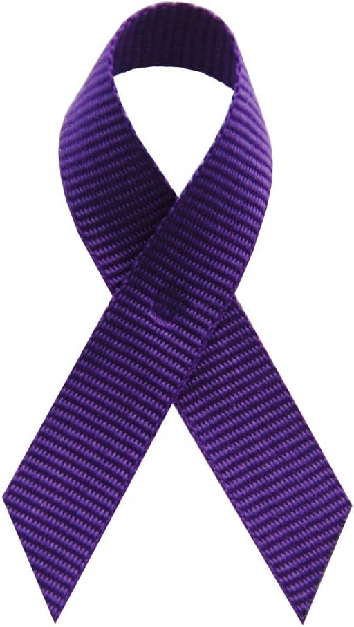 250 Purple Grosgrain Awareness Ribbons with Safety Pins Attached