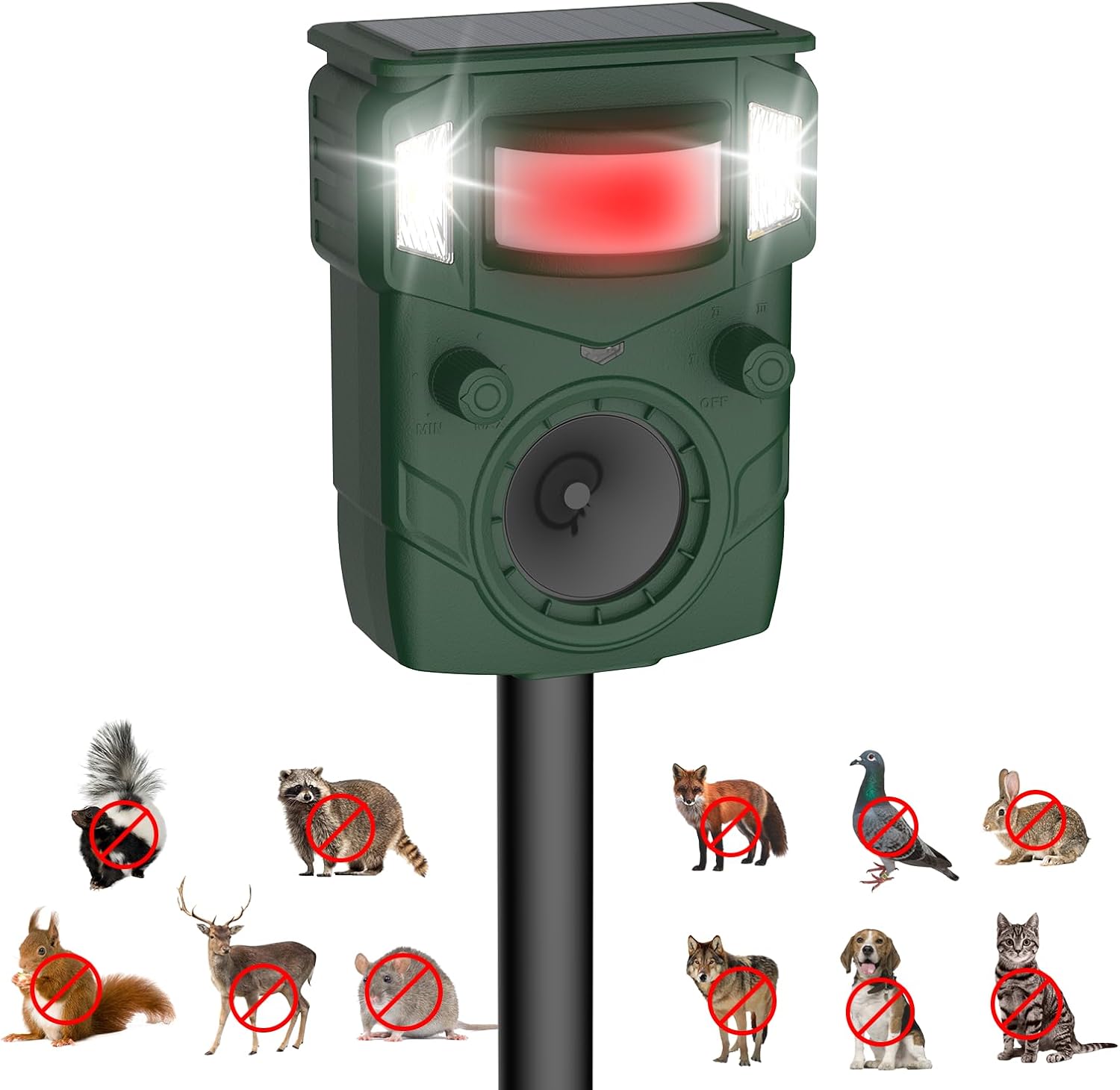 Solar Ultrasonic Animal Repellent for Cats, Dogs, and Deer