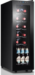 Mini Wine Cooler Refrigerator 10 Bottle 3 Can - Compact Wine Fridge