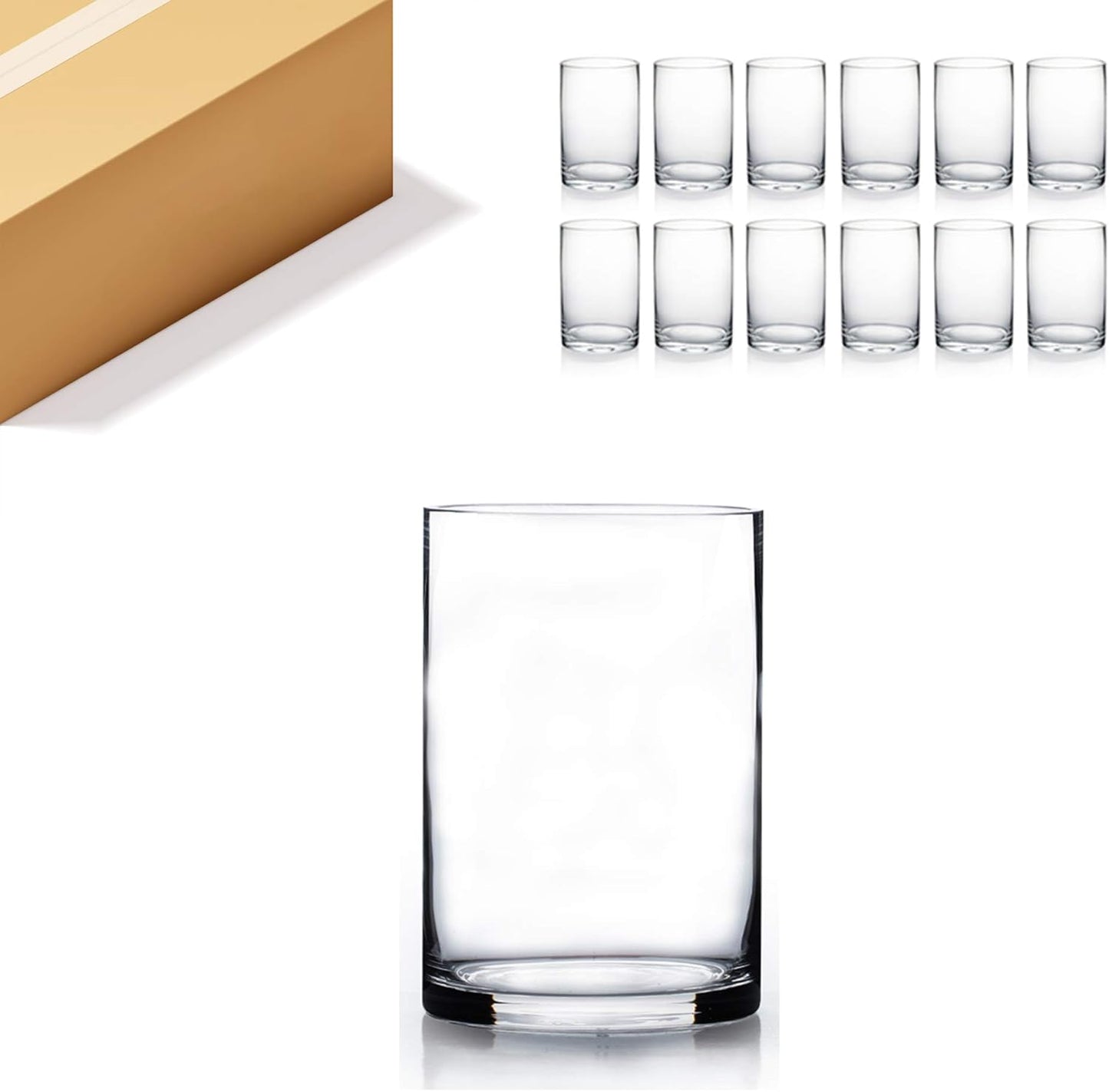 Quality Thick Weighted Clear Cylinder Glass Vases for Decor