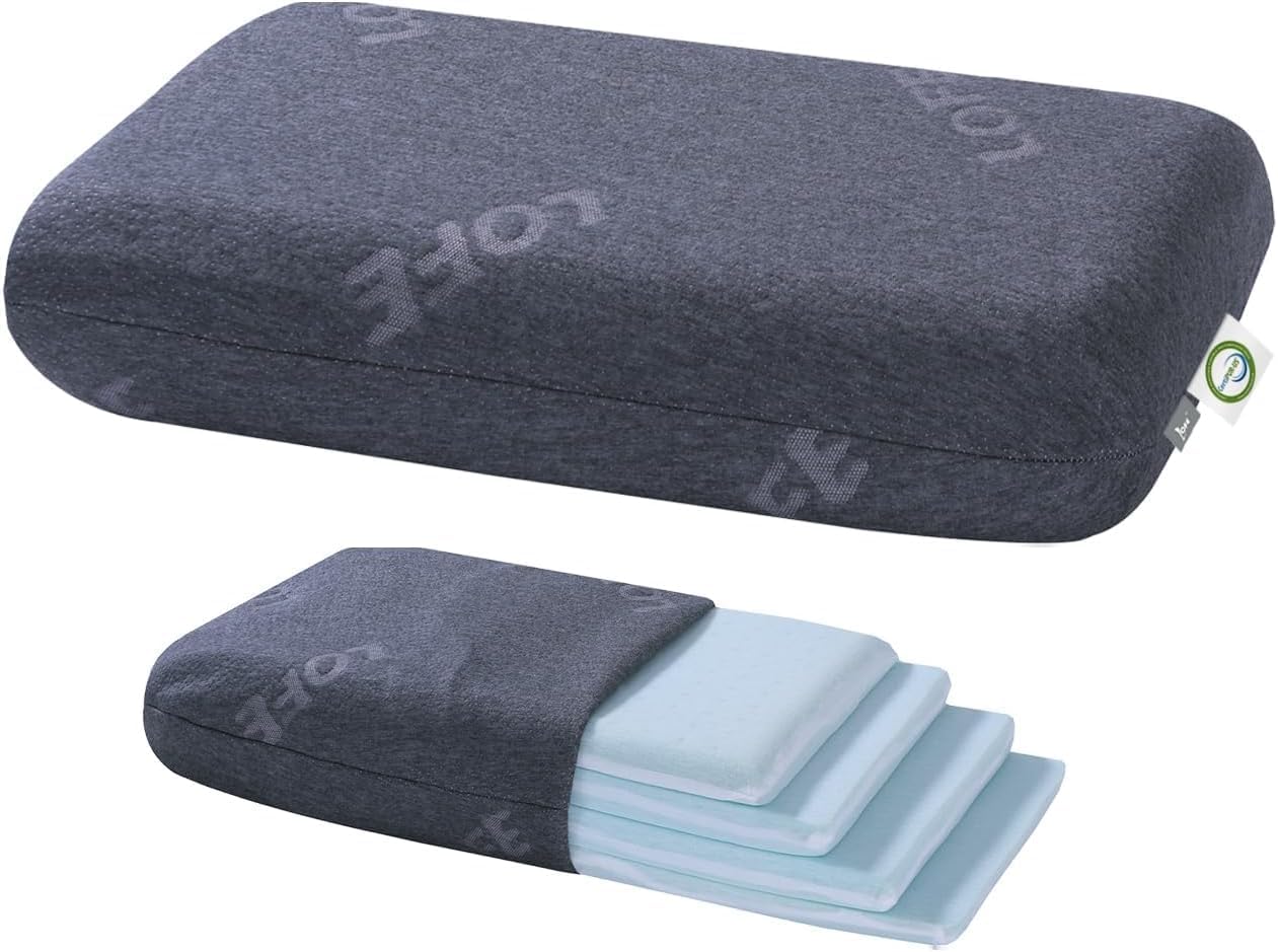 LOFE Adjustable Thin Memory Foam Pillow for Neck Pain Relief