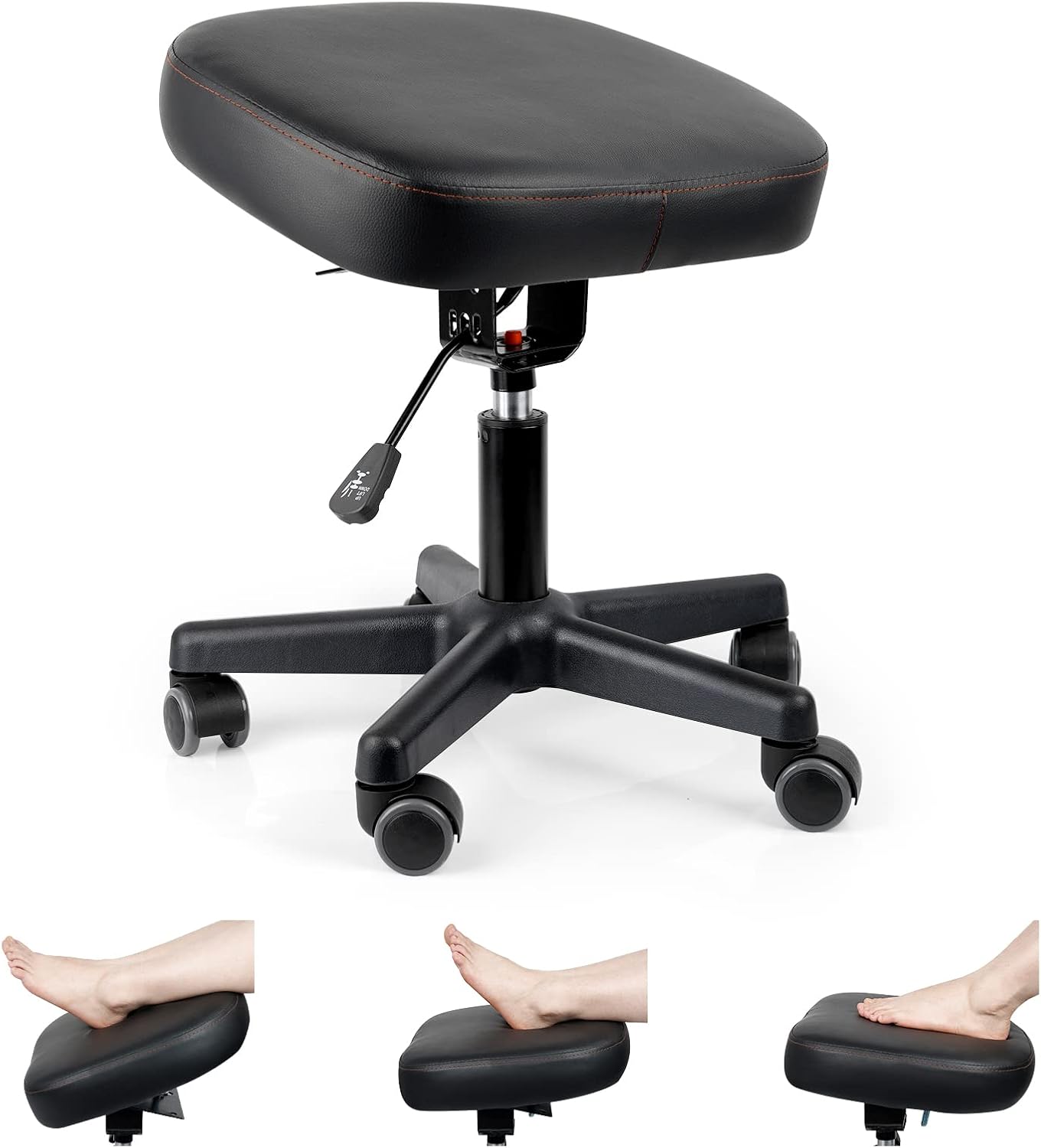 Adjustable Height Footrest Stool with Wheels for Home Office