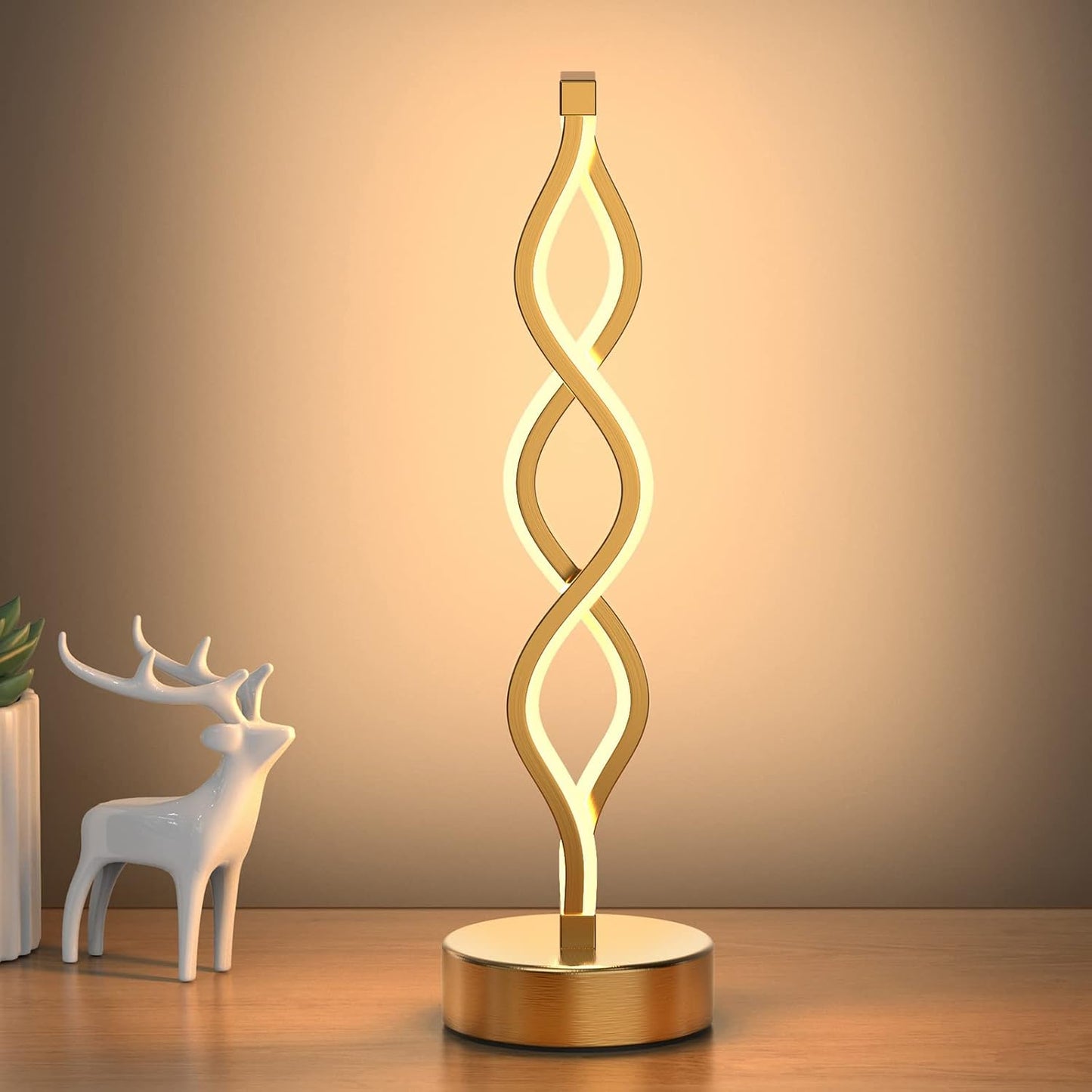 NUUR Gold Infinity Spiral LED Table Lamp for Stylish Lighting