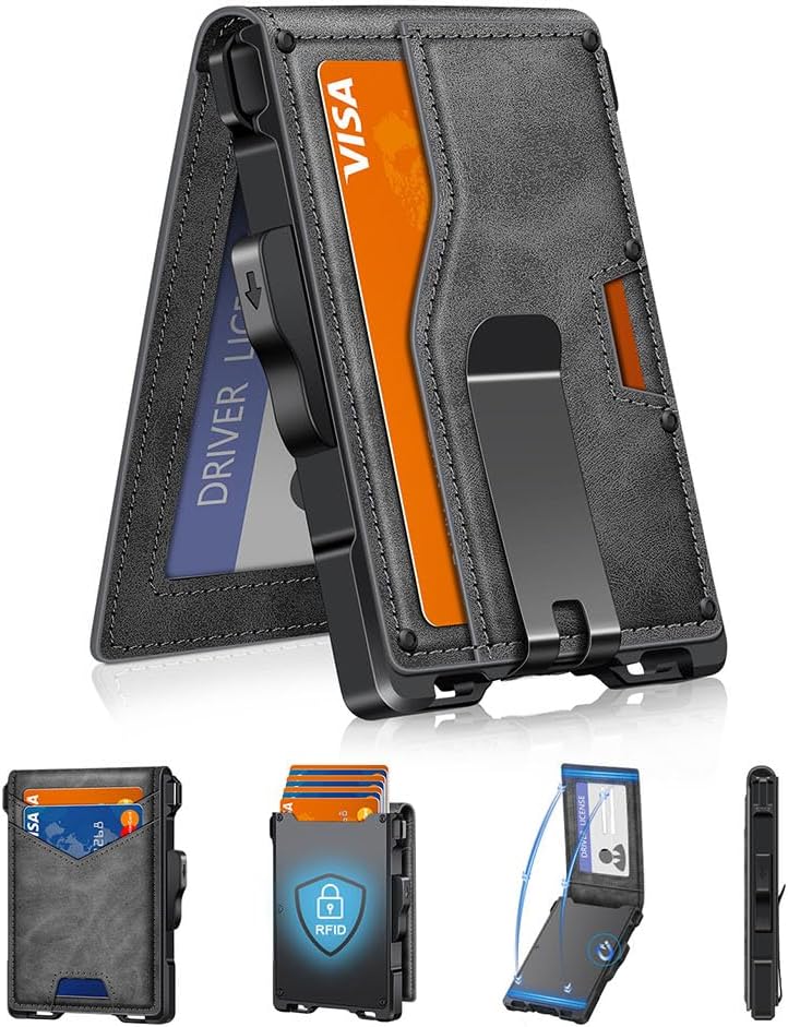 Minimalist Slim Wallet for Men with RFID Blocking and Money Clip
