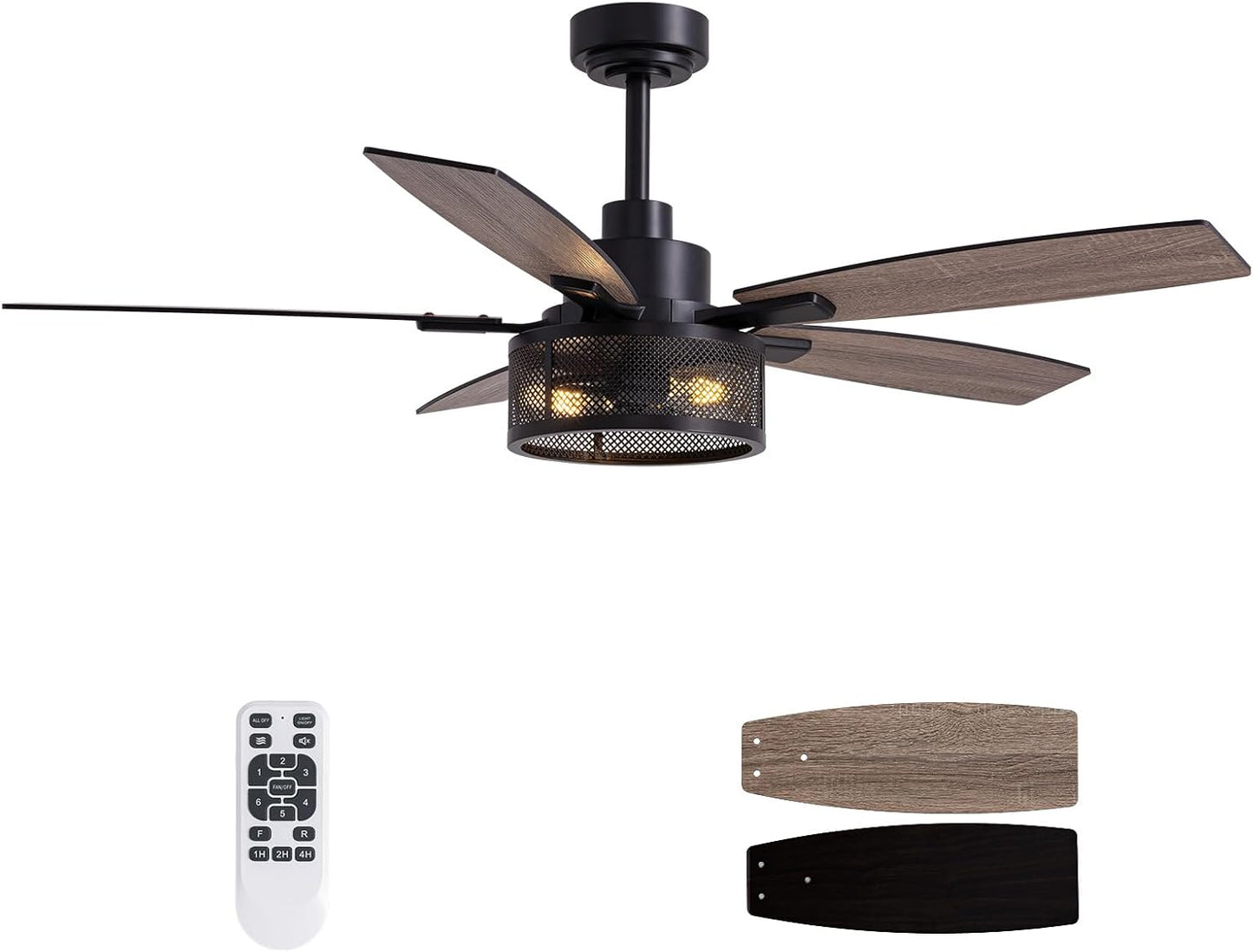 Ceiling Fans with Lights and Remote Control for Bedroom Living Room