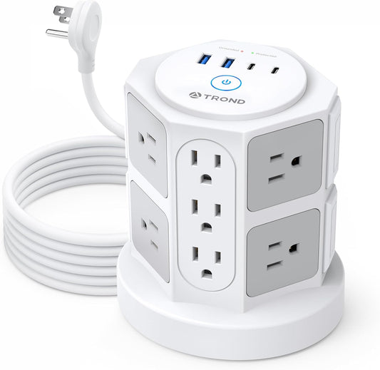 TROND Tower Surge Protector Power Strip with USB Ports and Outlets