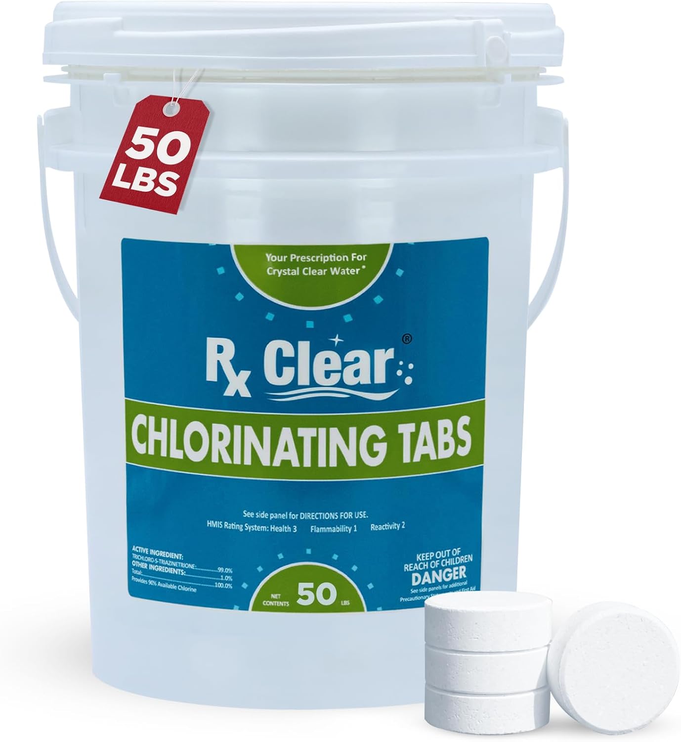 Rx Clear 3 Inch Chlorine Tabs for Effective Pool Sanitization