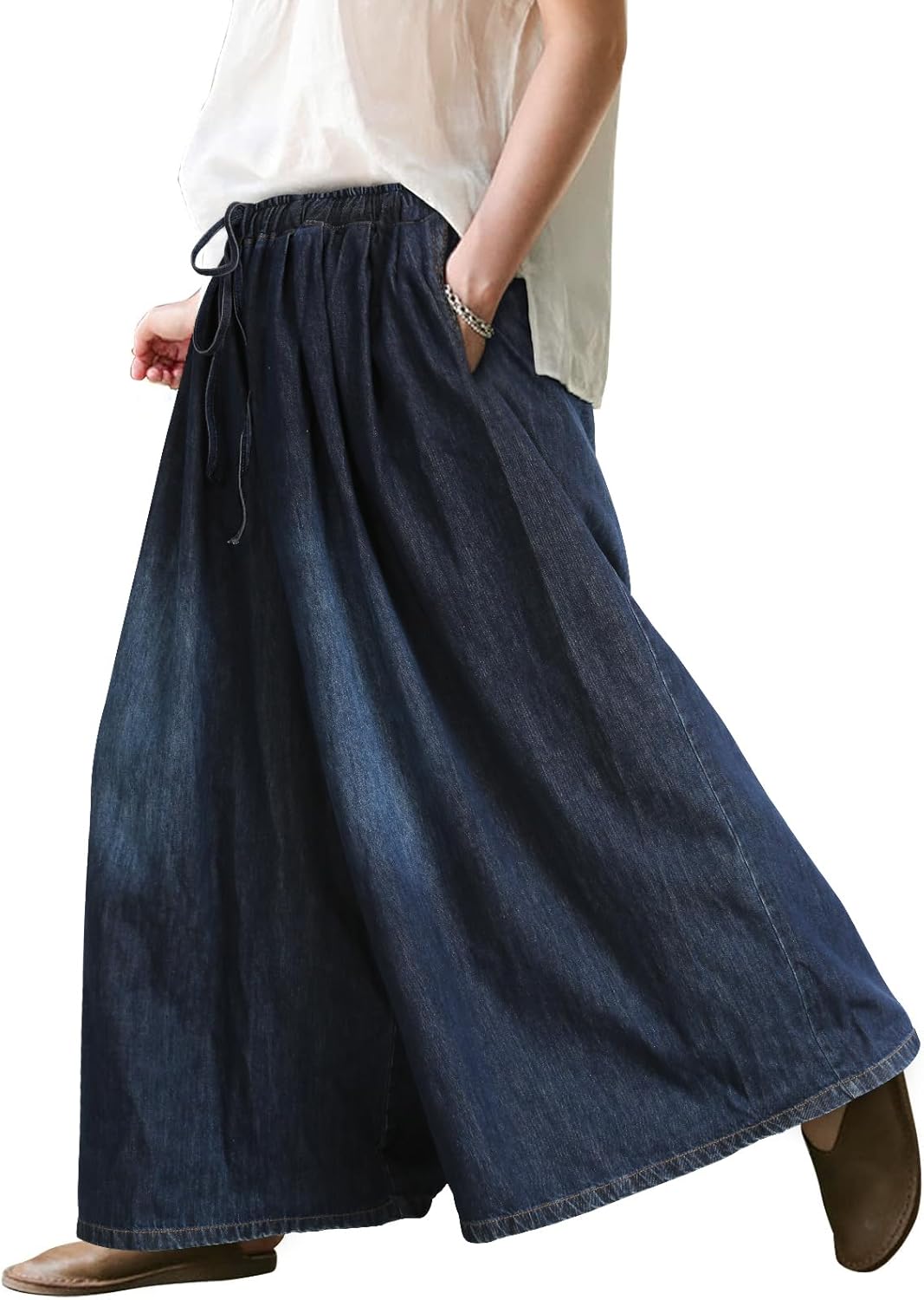 UQJE Women's Wide Leg Baggy Jeans for Plus Size Comfort