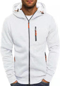 Men Hoodies Casual Full Zip Long Sleeve Sweatshirt - Zip Pockets