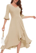 Women's Wedding Guest Dress Elegant Formal Cocktail Bell Sleeve - Chic