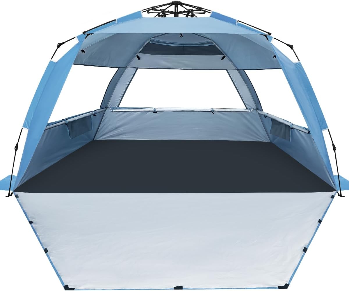 WhiteFang Deluxe Pop Up Beach Tent for 3-6 Persons with UV Protection