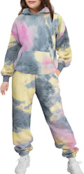 Girls 2 Piece Tie Dye Hoodie and Baggy Sweatpants Set - Cozy Fit