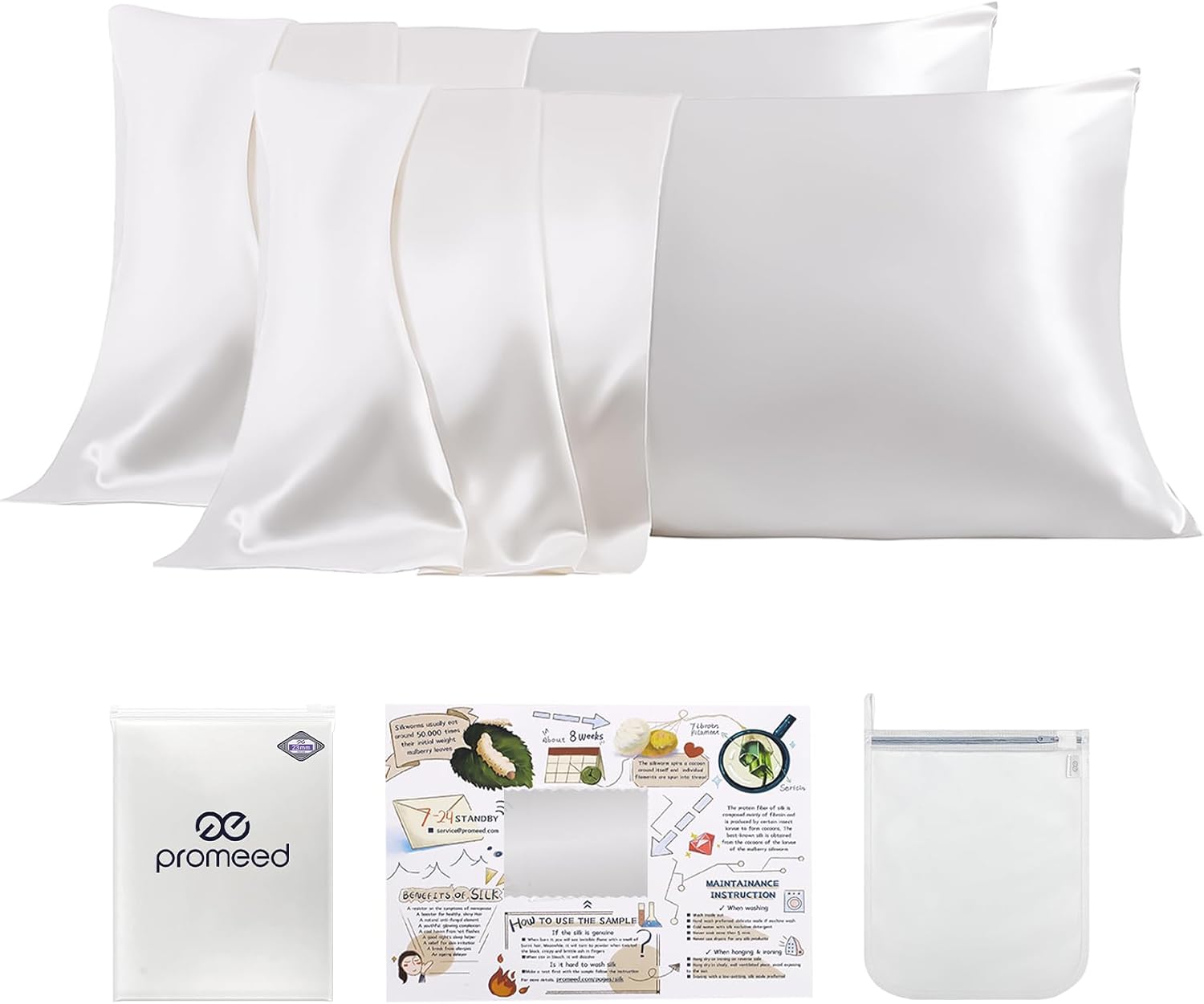 PROMEED 100% Mulberry Silk Pillowcases for Luxurious Sleep