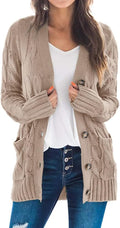 Goranbon Women's Cable Knit Cardigan - Cozy Layering Staple
