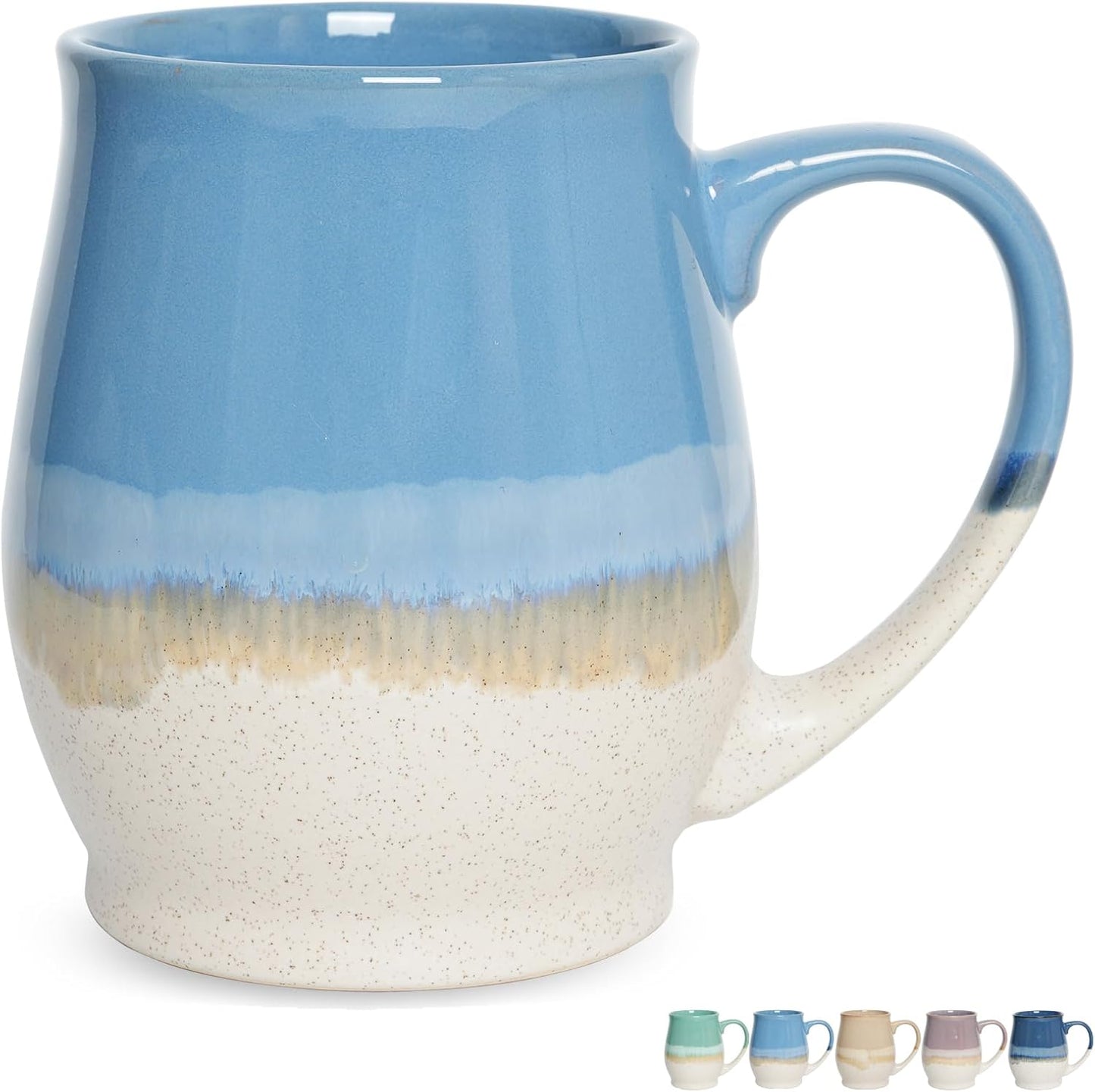 Bosmarlin 25 Oz Extra Large Ceramic Mug, Blue - Big Cup for Home & Office