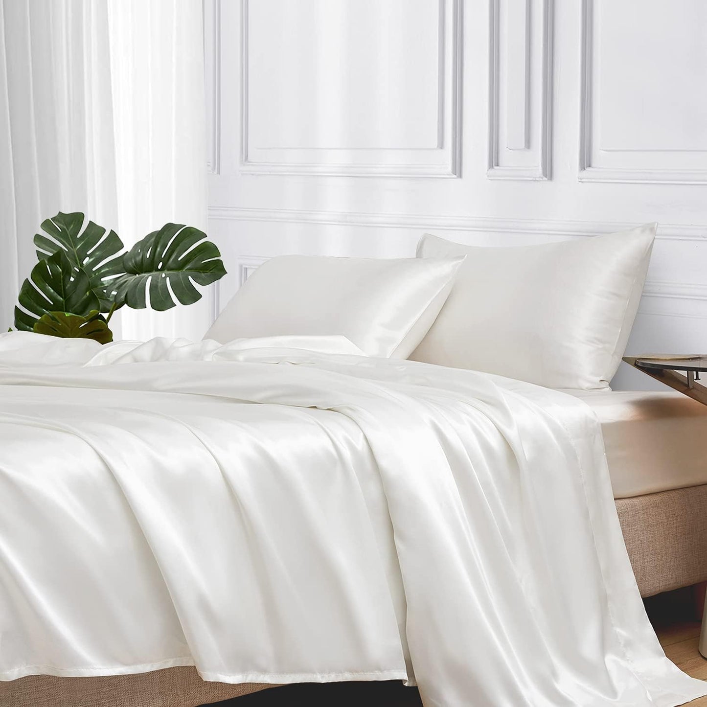 California King Satin Bed Sheets Set for Luxurious Comfort