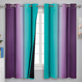 Teal and Purple Gradient Blackout Curtains for Kids Room