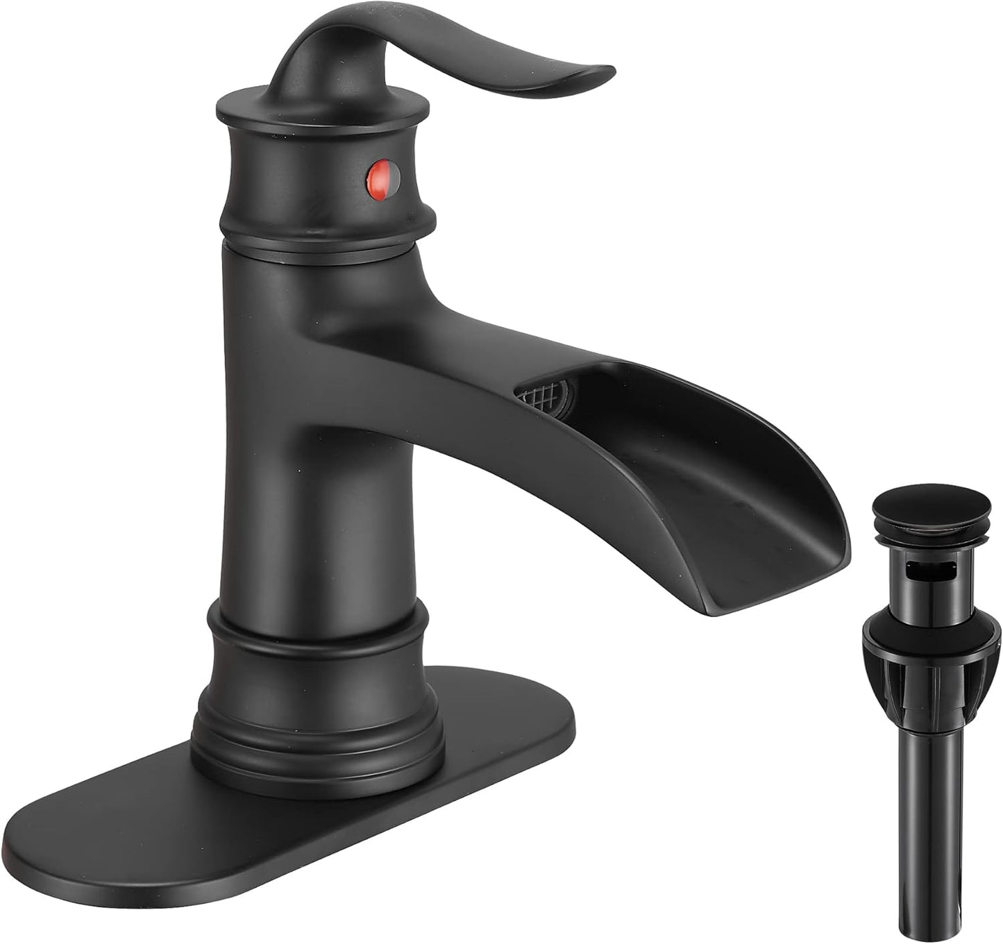Fransiton Waterfall Faucet for Bathroom with Matte Black Finish