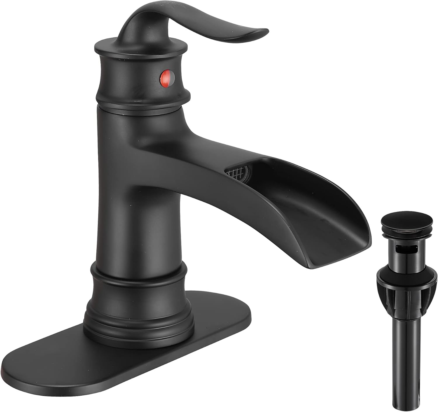 Fransiton Waterfall Faucet for Bathroom with Matte Black Finish