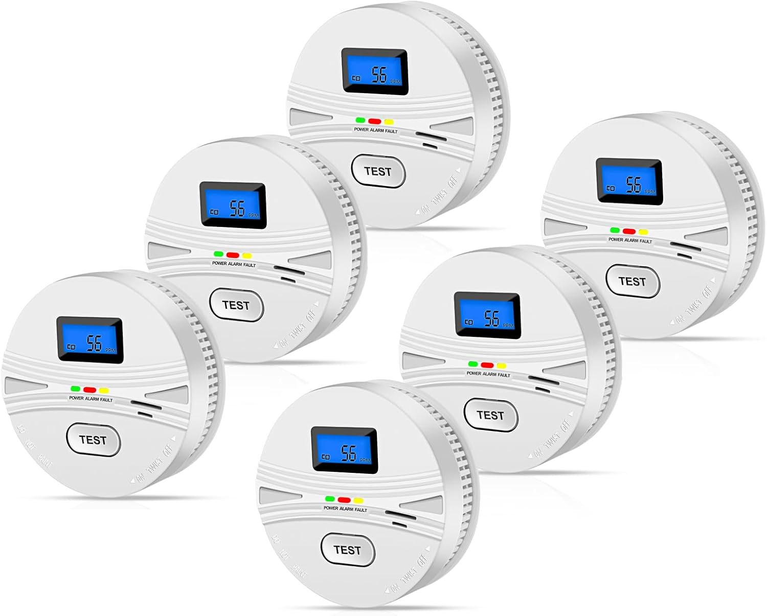 6 Pack Smoke and Carbon Monoxide Detector with Digital Display