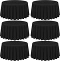 Black Round Tablecloth 120 in 6 Pack - Durable Polyester Covers