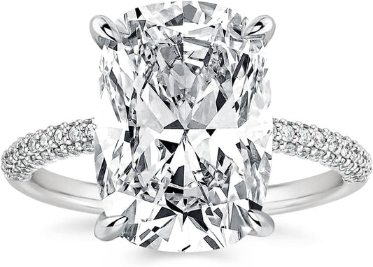 Elongated Cushion Cut Promise Ring for Women, 4CT Simulated Diamond