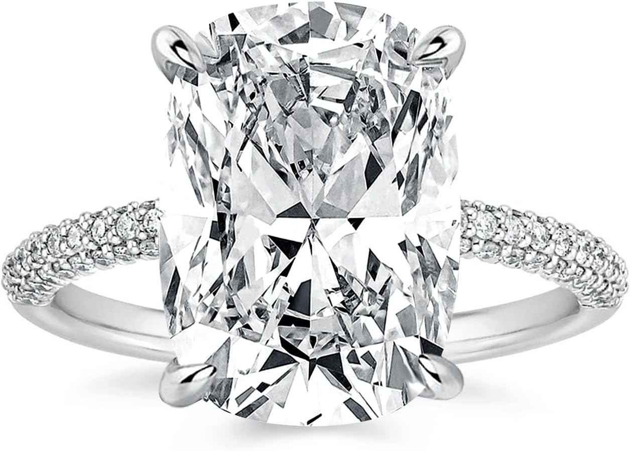 4CT Elongated Cushion Cut Promise Ring for Women in Silver