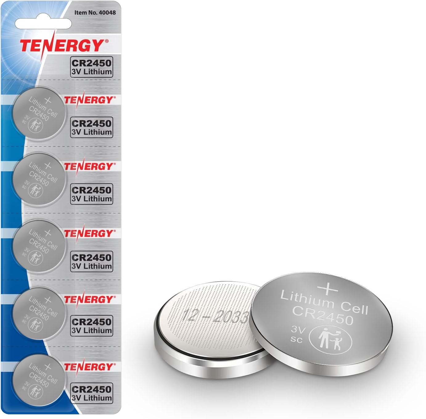 Tenergy CR2450 3V Battery - Reliable Power for Key Fobs & Remotes