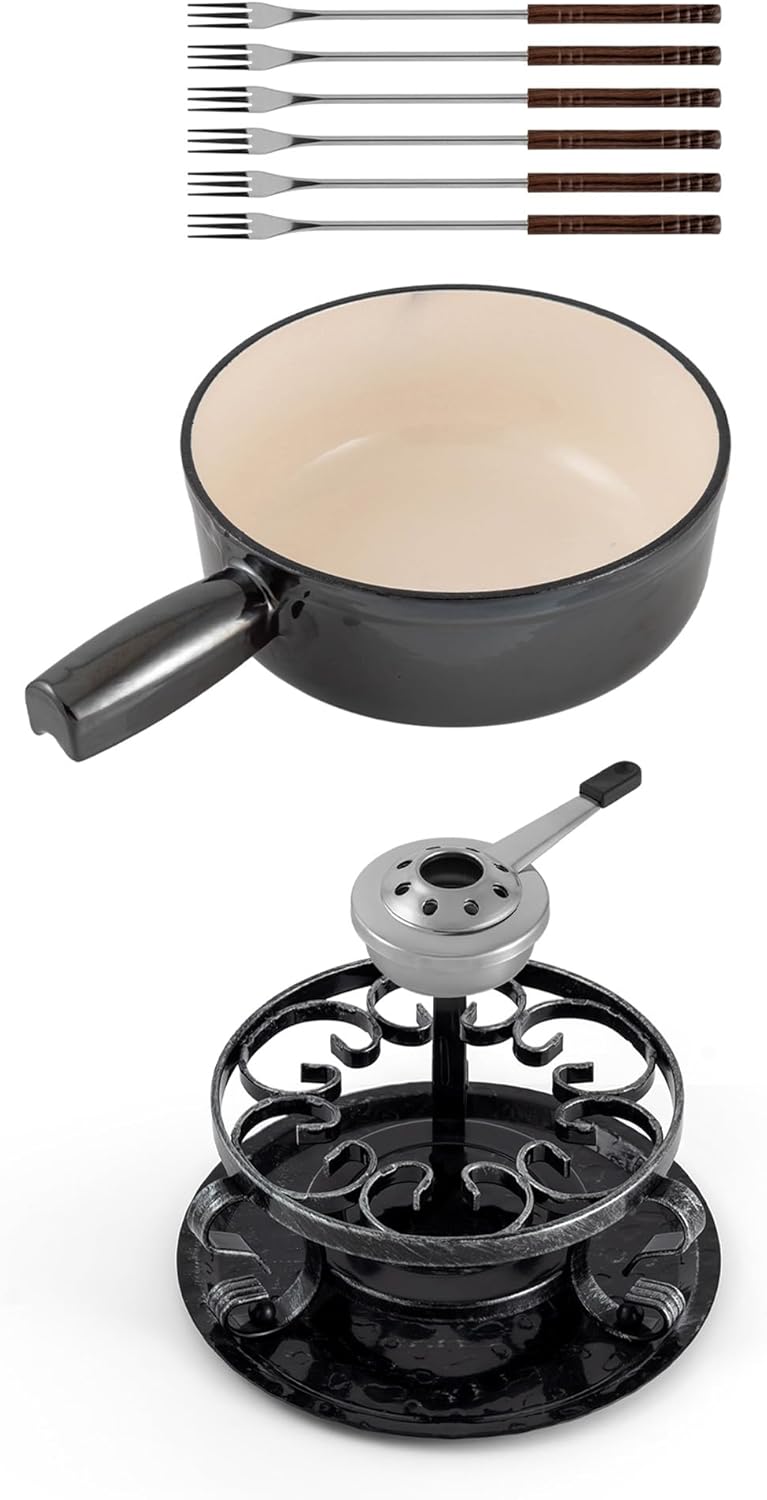 Swissmar Lugano Cast Iron Cheese Fondue Set for Perfect Melting
