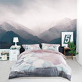 MILDLY 100% Long-Staple Cotton Duvet Cover Set - Soft Gray Pink Marble